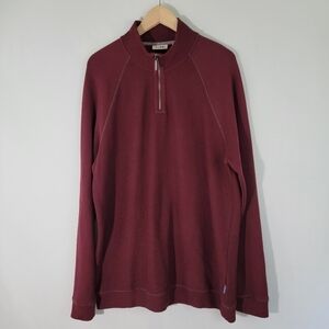 ROWM Men's Red Wine 1/4 Zip Pullover Knit Sweater Size XL 100% Cotton High-neck
